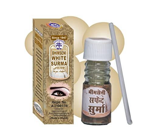 Bhimseni Karyalay Bhimseni White & Sachhe Moti Ka Surma for Enhance Your Eyes: Black Surma for Iconic Look and White Surma for Stain-Free Elegance