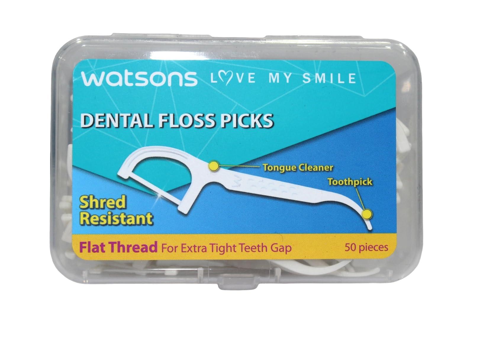 Watsons Watsons Dental Floss Flat Thread Shred Resistant 50 Picks (THAILAND)