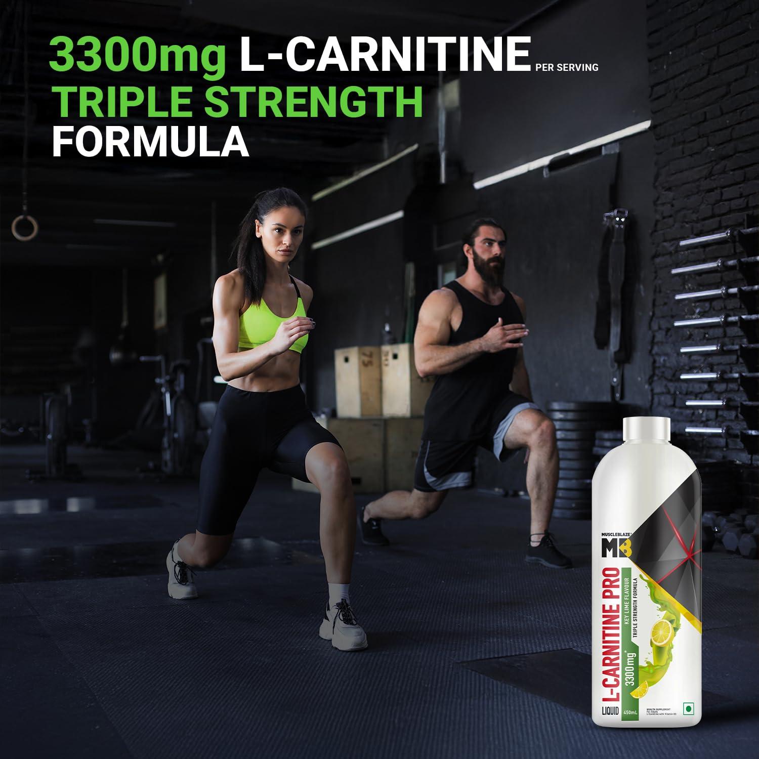 MuscleBlaze MuscleBlaze Liquid L-Carnitine PRO (Key Lime, 450ml) | Triple Strength Formula | 3300mg L- Carnitine