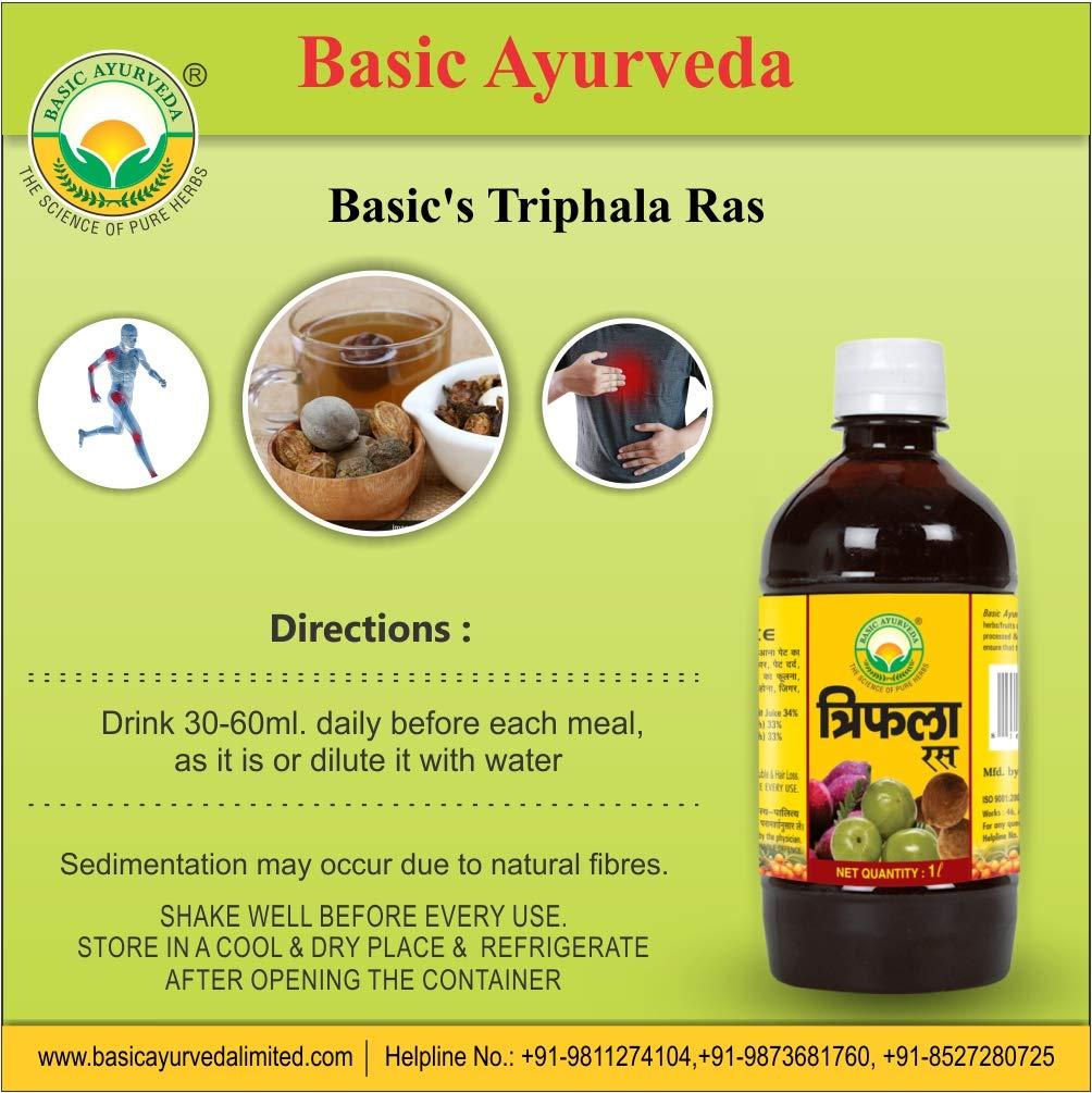 BASIC AYURVEDA BASIC AYURVEDA Triphala Ras (Juice) 1000 Ml | Ayurvedic Supplements For Digestive Health | Pleasent Natural Taste First Press Virgin Juice | Prepared From Fresh Harad, Baheda, and Amla