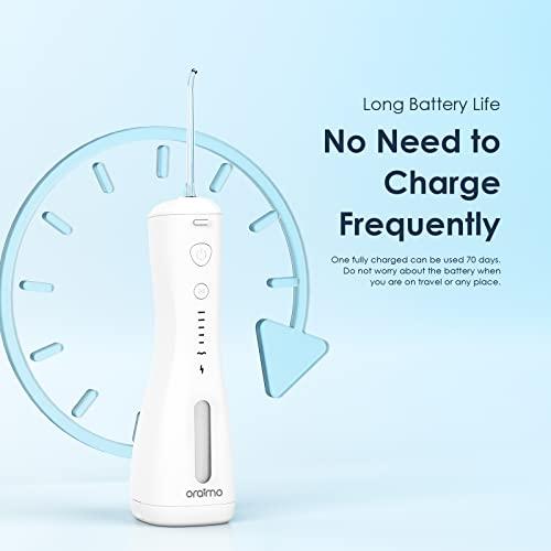 Oraimo Oraimo Power Water Dental Flosser for Teeth,Smart Cordless Oral Irrigator | 220 ml Tank Capacity| 6 Modes Quickly Clean the 99% Food Residues and Plaque| With 4 Functional Jet Nozzles | IPX7 Waterproof Water Flosser