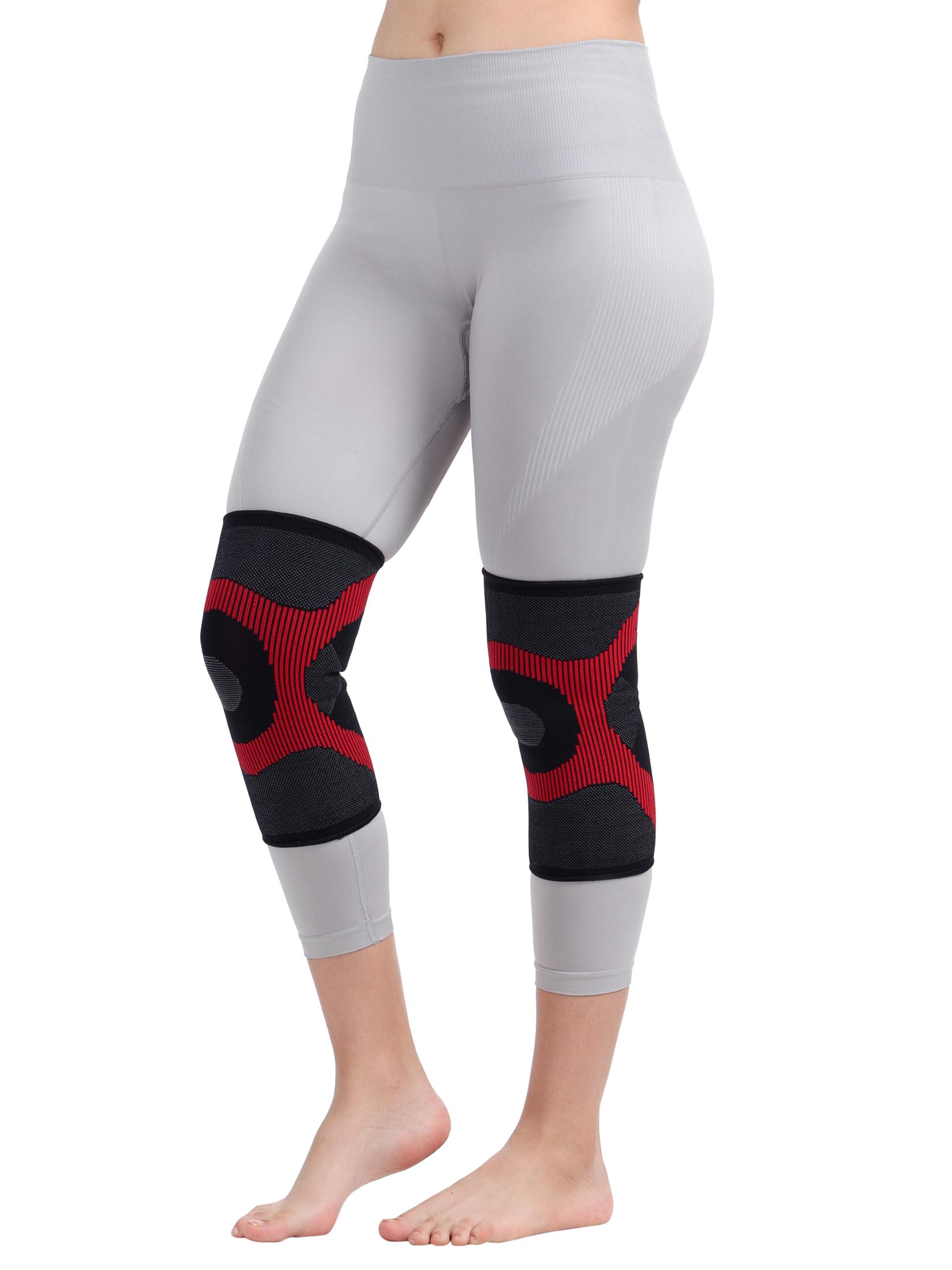 Comfo Smart Comfo Smart 3D Knee Support For Pain Relief | Knee Brace For Men & Women | Knee Support For Gym | Inner Cotton Lining for Skin Comfort | 4-Way Stretch-RA5601.FS (Black & Red)