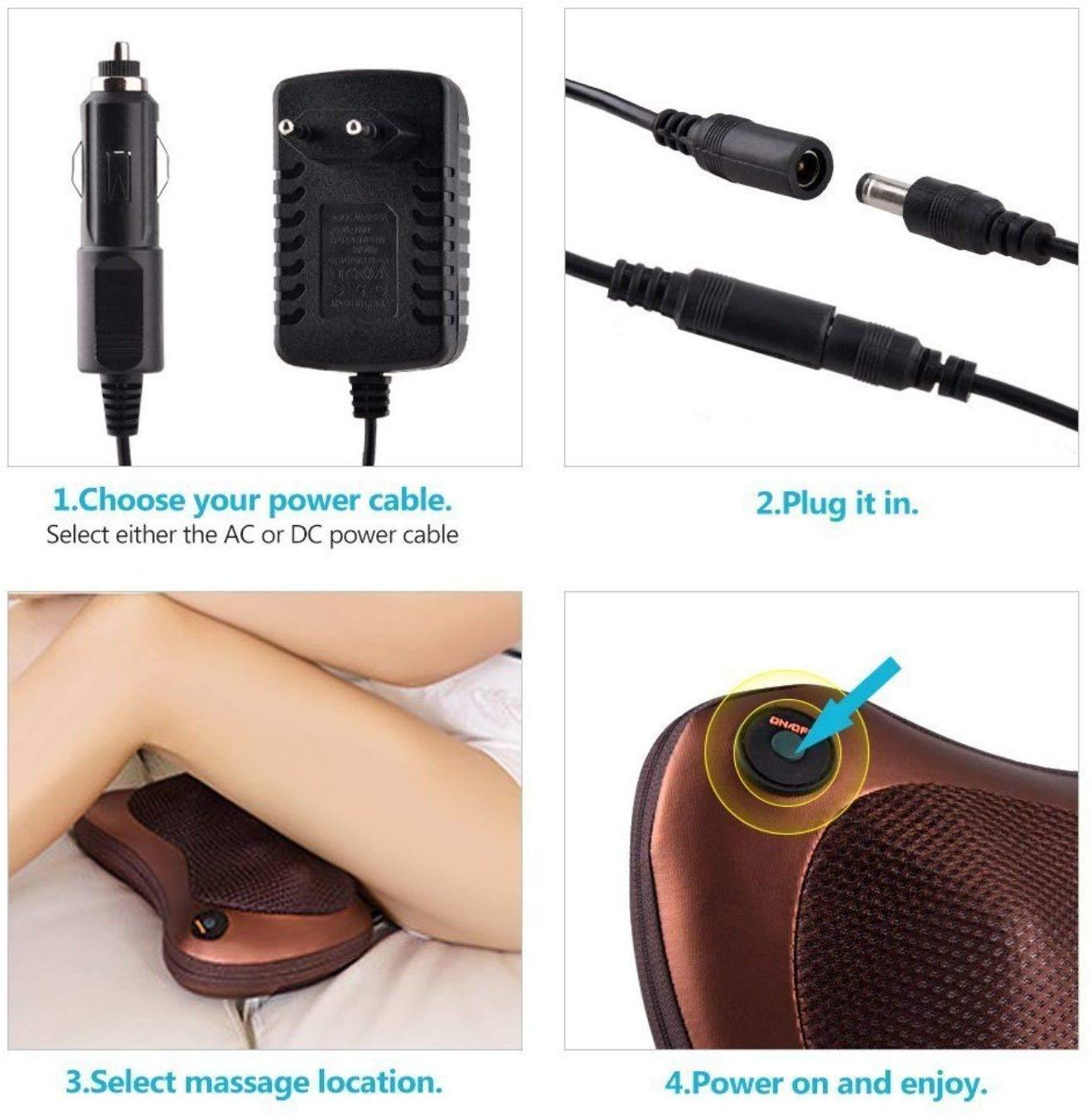 GETZET GETZET Car Massager Electric Pillow Personal Back Pain Relief, Neck Back Massager Full Body Anti-Stress Pain Relief Massager Pillow with 8 Ball For Home Office.