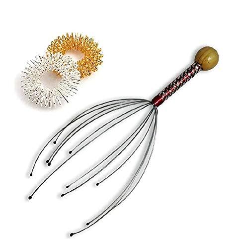 ALS ENTERPRISES Als Acupressure Bokoma Hand Held Scalp Head Massager With 2 Finger Massage Ring