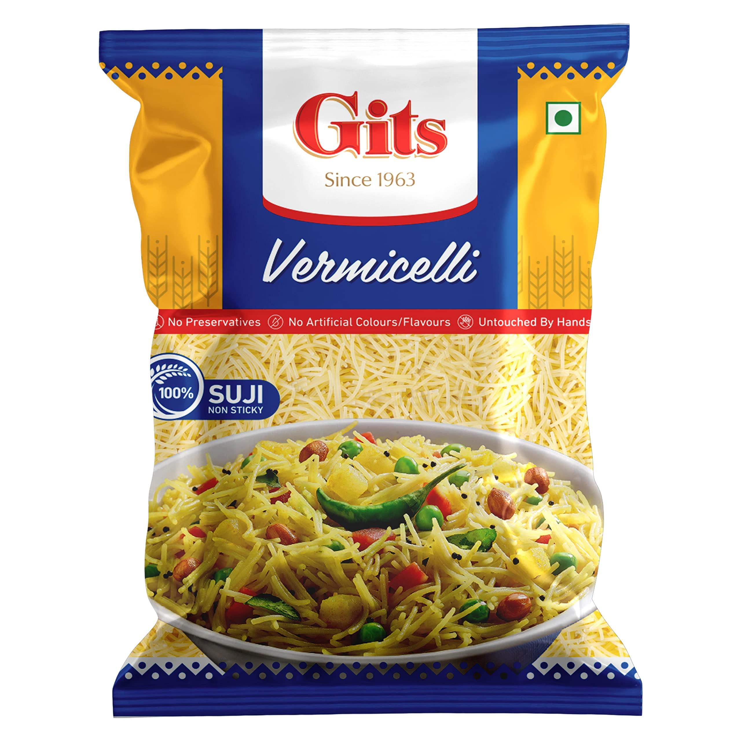 Gits Gits Vermicelli Pouch Pure Veg | Seviyan | Sevai | 1400G (Pack Of 4 X 350G Each), High Protein