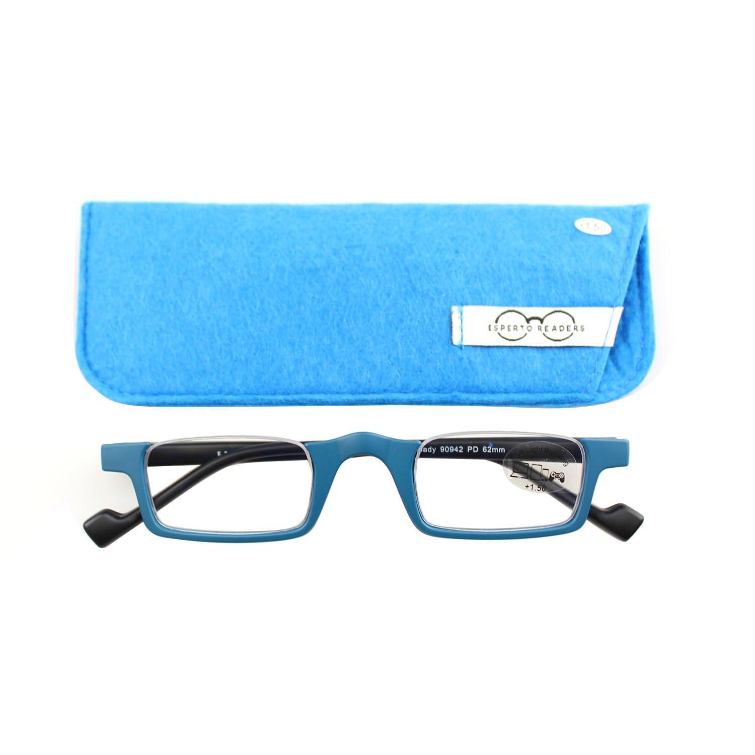 ESPERTO READERS ESPERTO READERS Roady Reading Glasses - Blue Cut Lens With Antireflection & Ultra Light Weight For Men & Women +1.00 to +3.00 Power Half Rim - Blue (+1.75)