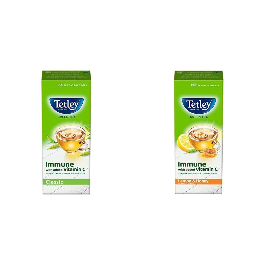 Tetley Tetley Green Tea, Regular, 100 Tea Bags and Tetley Green Tea, Lemon and Honey, 100 Tea Bags