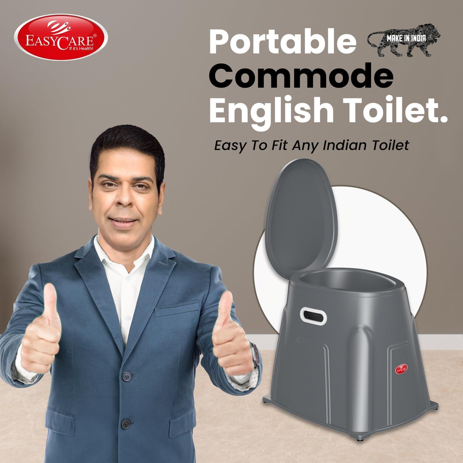 EASYCARE EASYCARE Heavy Duty Portable Indian to Western Toilet Converter | Commode Stool for Patients, Adults, Elderly, Kids, Handicap | Portable Toilet Seat | Toilet Chair I Capacity Upto 125 Kgs