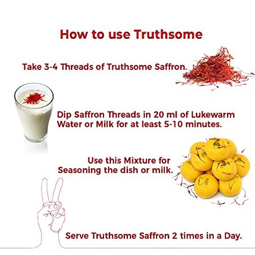 TRUTHSOME TRUTHSOME Kesar Saffron Original 1g - Grade A+++ with Power of Anti-Oxidants, Useful Saffron for Pregnant Women & Kesar Tilak for Forehead Original, Premium Original Saffron, 1g