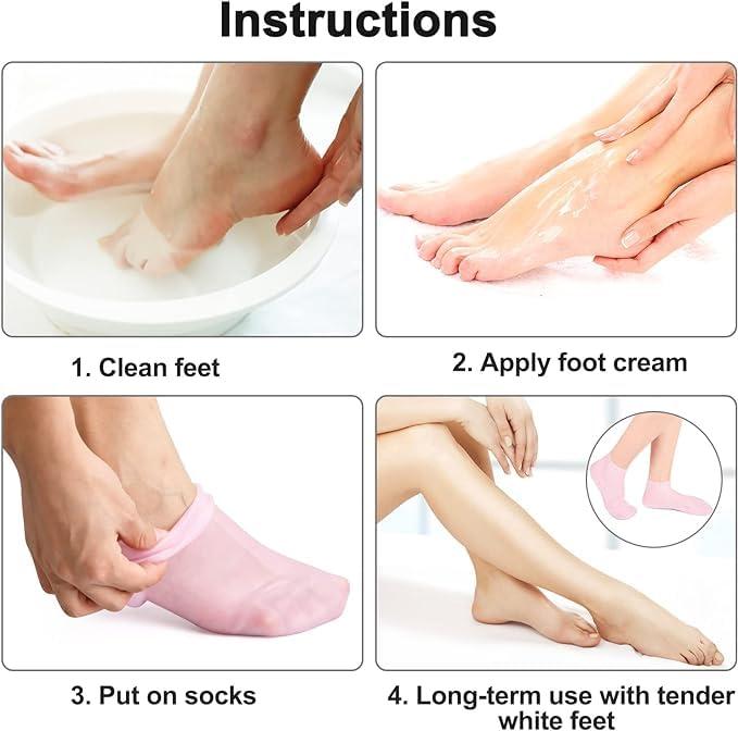 Zorzel Zorzel Silicone Moisturizing Socks for Women Dry Cracked Feet, Soft Gel Rubber Socks, Women Foot Care Spa Pedicure Silicone Socks for Cracked Heel and Softening Rough Skin - (1 Pair)