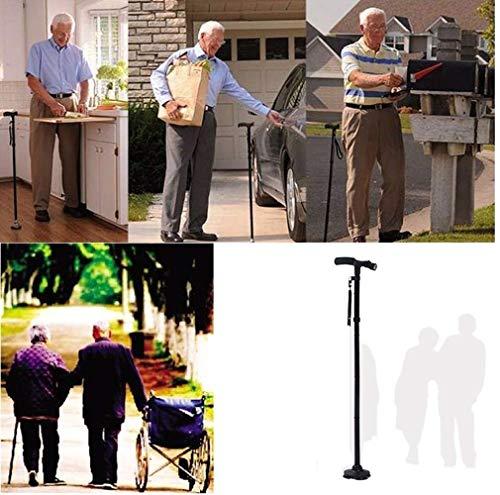 Vidhi Sales Vidhi sales Foldable Walking Stick 4 Head Pivoting Stick with Built In LED Lights
