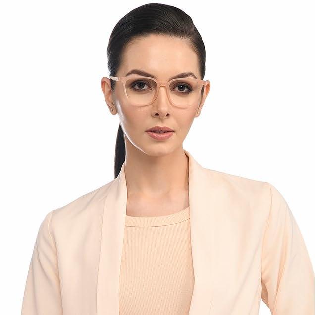 LENSKART BLU LENSKART BLU | Zero Power Blue Cut Computer Glasses | Anti Glare, Lightweight & Blocks Harmful Rays | UV Protection Specs | Orange | Men & Women | Large | LB E13740