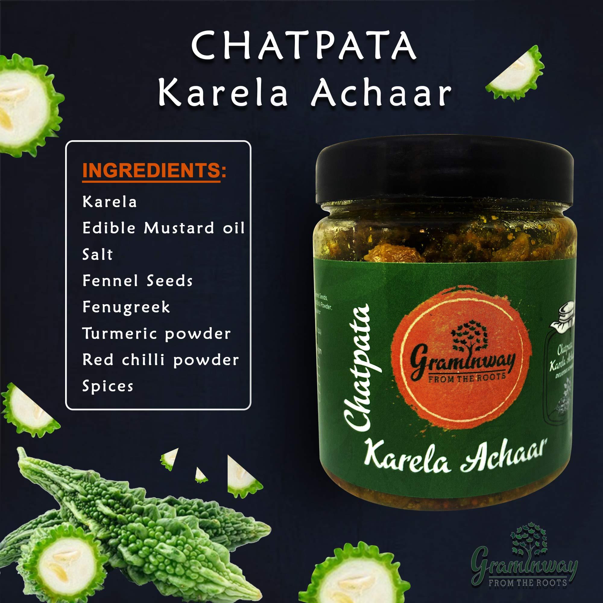 Graminway Graminway Hari Mirchi and Chatpata Karela Achar, 2 x 200 g