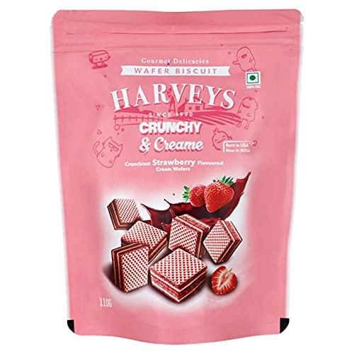 Harveys Harveys Crunchy & Creame Premium Wafer Pouch | Chocolate, Vanilla, Strawberry & Orange Flavours | Pack of 4 | 110 gm x 4