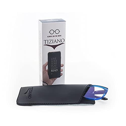 TIZIANO TIZIANO New Age Reading Glasses with Spring Hinge (Model: 205142 Transparent Crystal with Black Sides +1.25 with Cat Eye shape)