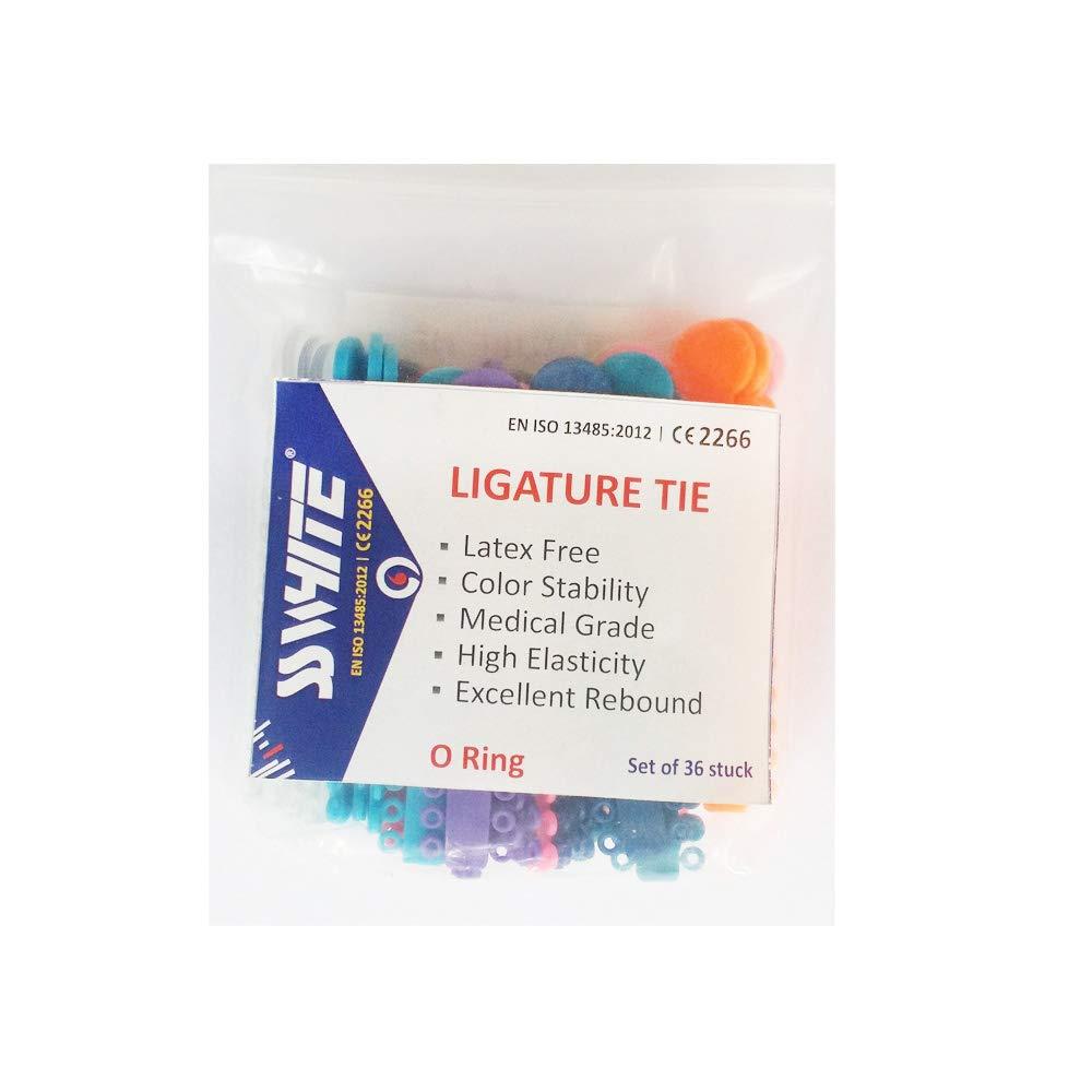 SS WHITE SS WHITE - Dental Orthodontic Ligature Ties Orthodontic Elastomeric O-rings Braces Rubber Bands Gray Pack of 36 Stuck