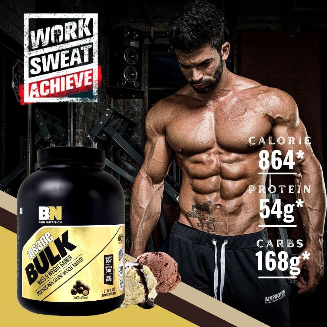 Bigg Nutrition Bigg Nutrition Insane Bulk Mass & Weight Gainer Delicious High Calorie Muscle Builder (Chocolate, Creamy Vanilla) (Creamy Vanilla, 1 Kg)