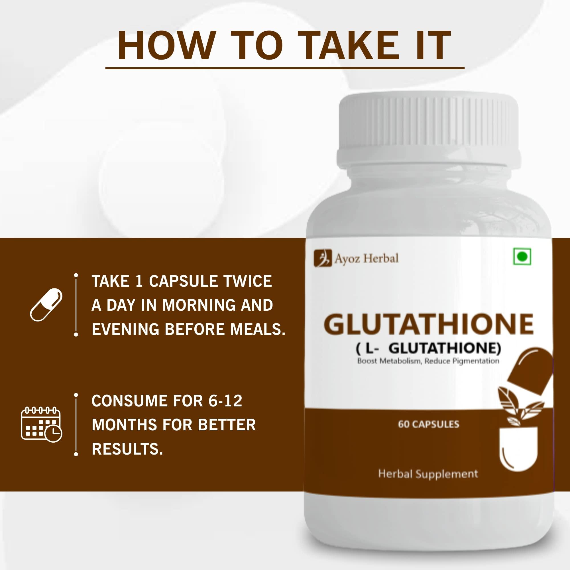 Ayoz Herbal Ayoz Herbal Glutamine Tablets for Skin Whitening - Enhance Skin Tone and Reduce Dark Spots - 60 Capsules