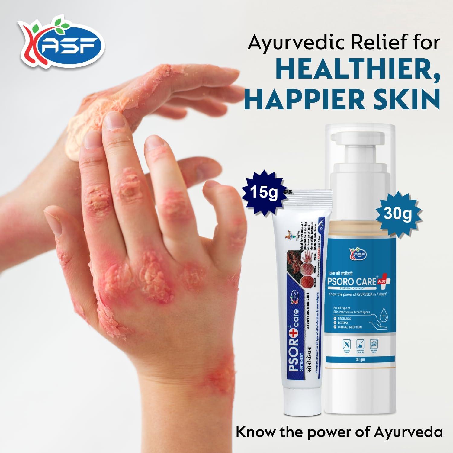 PSORO care Psoro Care Ayurvedic Ointment for Adults Psoriasis, Skin Itching, Eczema, Ringworm, Fungal Infections | All Skin Types - 15 gm (Pack of 1)