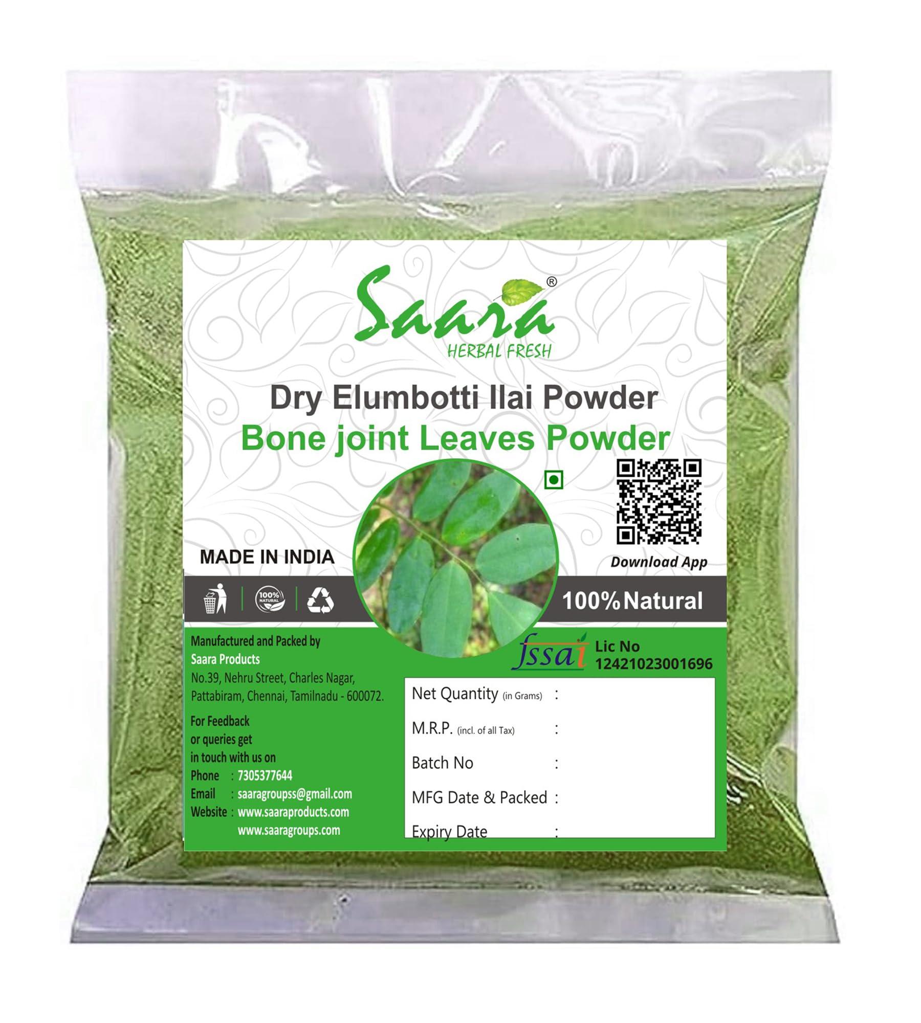 SAARA Saara HERBAL FRESH Elumbotti Ilai Powder, 200g, Bone joint Leaves, Murikootipacha, Kooravaal Chedi, Kodali Soppu Powder, Elumbu otti ilai Powder,200g (Pack of 2 X 100g)
