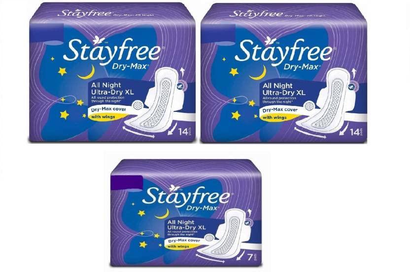 Stayfree STAYFREE best Dry Max all Nights 14+14+7 Pad Sanitary Pad (Pack of 35)