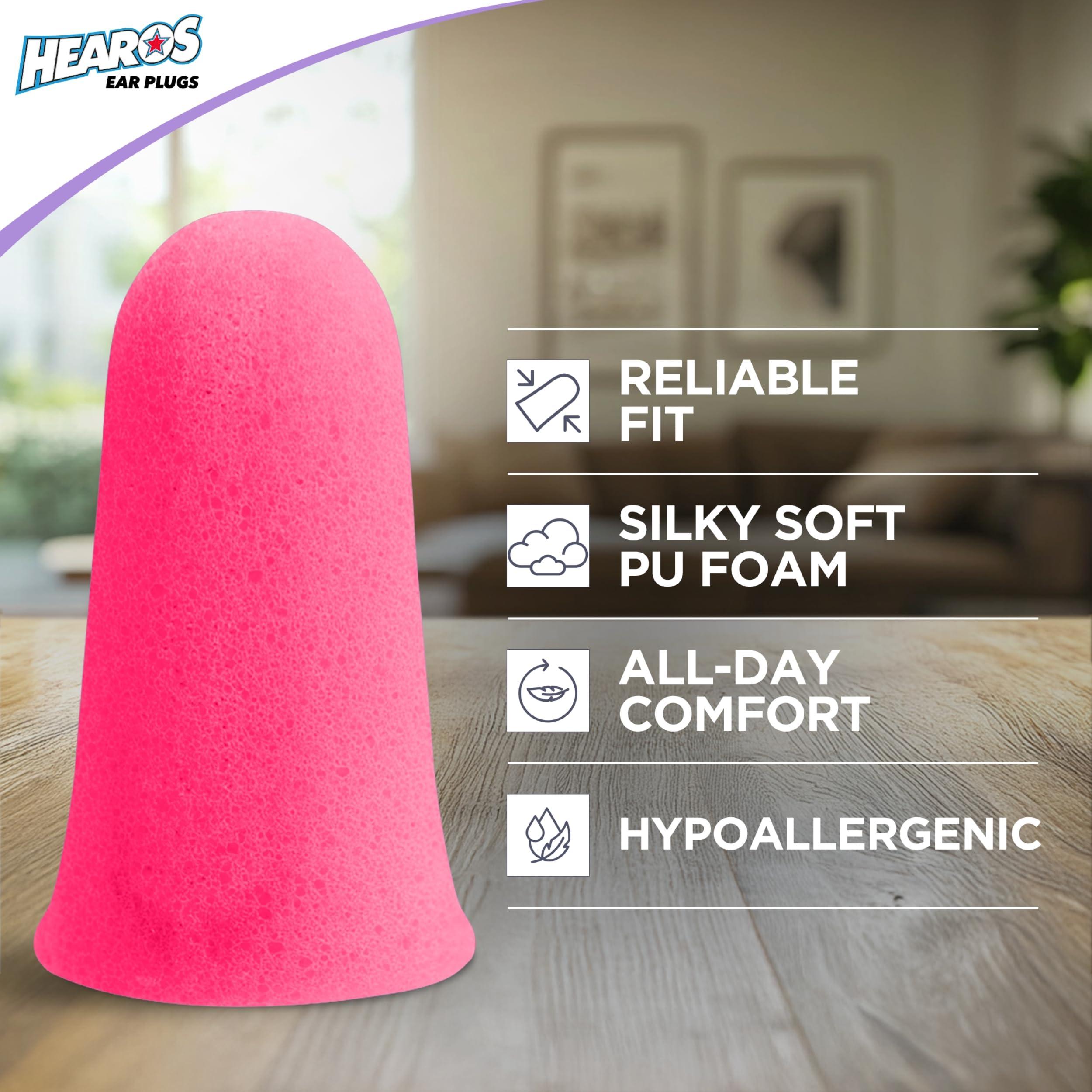 HEAROS Hearos Sleep Pretty Tonight Ear Plugs, Foam NRR 32, 2 Pair, Pink (5815)