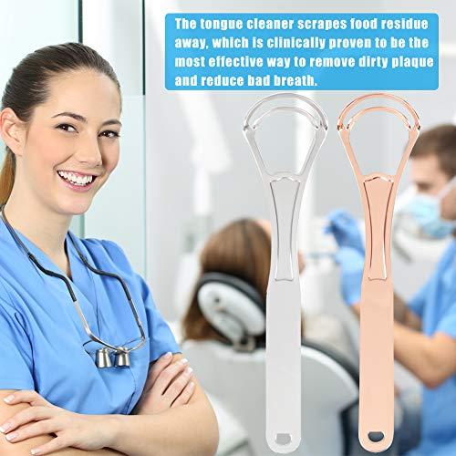 UUZIYOU Stainless Steel Tongue Scraper Cleaner, 2 Pack Fresh Breath Tongue Cleaner for Adults, Kids, Men and Women, Surgical Grade Metal Scraper for Healty Oral Care, Bad Breath Cure (with 2 Travel Cases)