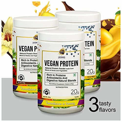 LEOPARD NUTRITION LEOPARD NUTRITION Vegan Protein Powder, 20G Organic Plant Based Protein, Superfood, Protein Shake, Low Carb, Dairy Free, Gluten Free, Soy Free, Sugar Free (Choco Treats)