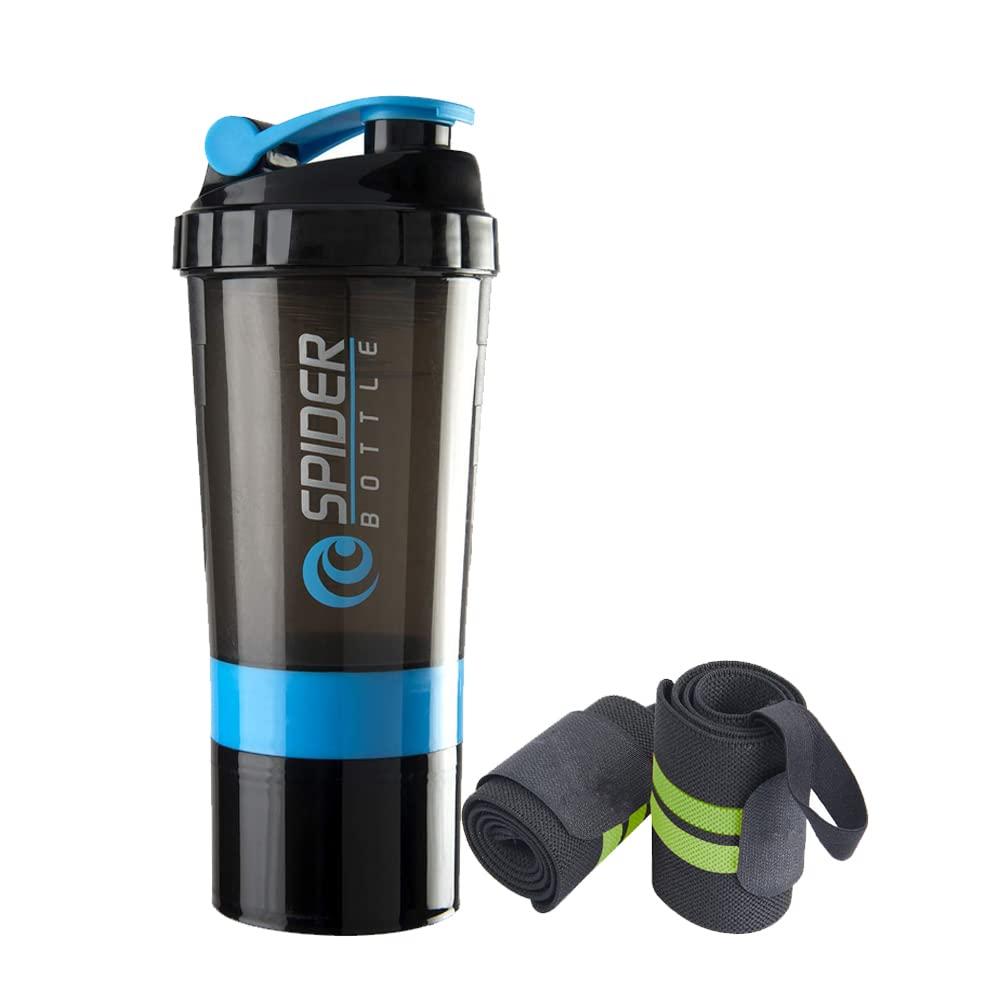 COOL INDIANS COOL INDIANS Protein Shaker Bottle with Wrist Support Band for Sport & Exercise l Weightlifting l Powerlifting l Wrist Wrap l Gym Shaker l Shaker Bottle l Gym Bottle (500) ML. (Blue Green)