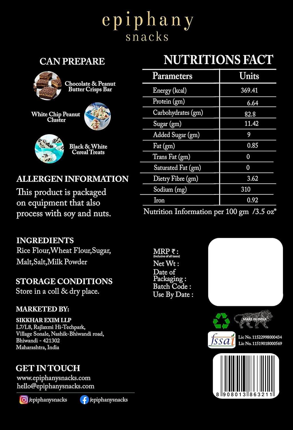 Generic Epiphany Snacks Plain Rice Crispies(Round Shape 3mm-4mm) | Rice Crispy Balls | Rice Krispies | Crisp Rice Bubbles |Rice Crispies Sprinkles 312gm