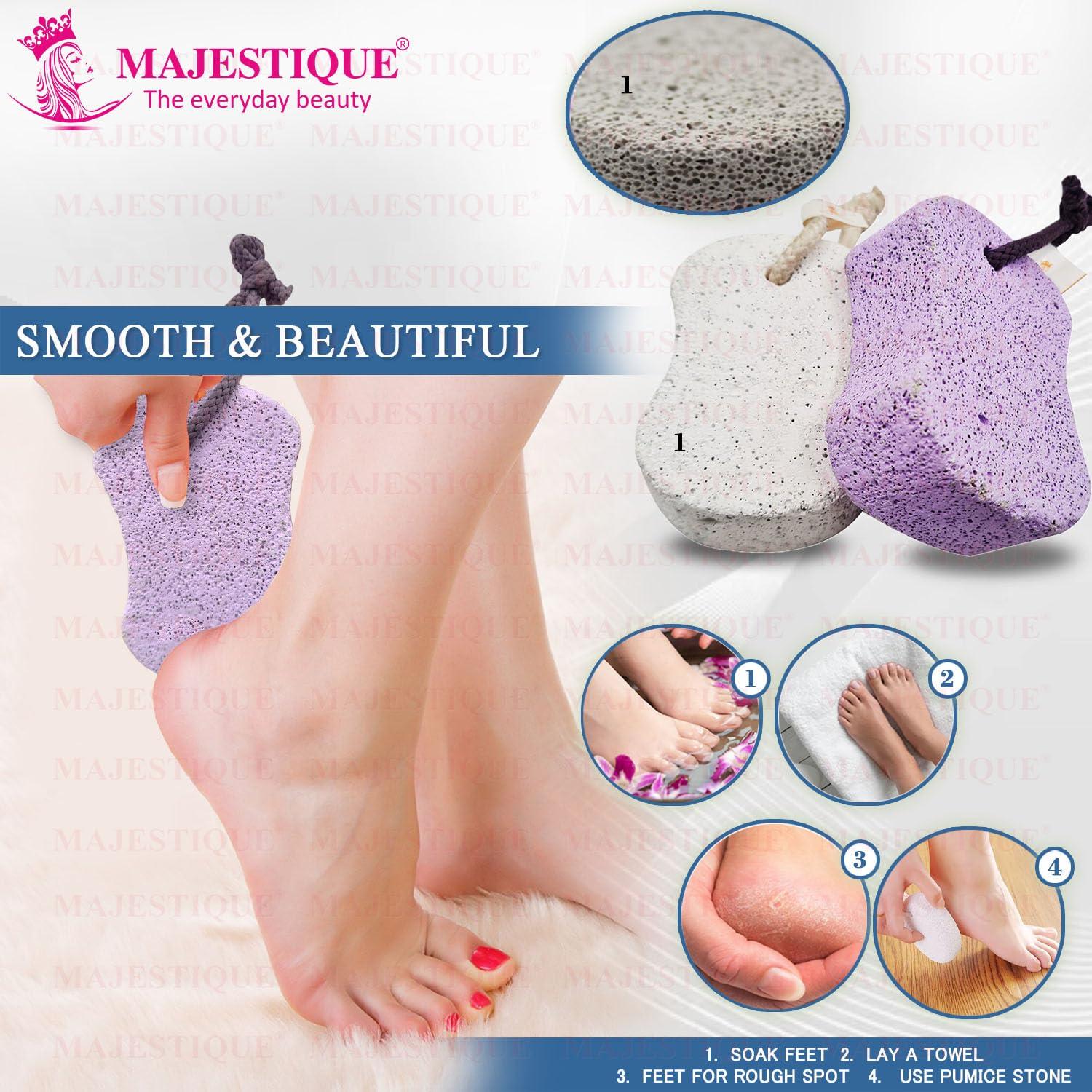 MAJESTIQUE Pumice Stone for Feet 2 pcs, Majestique Natural Lava Pedicure stone for Body, Bath Stone, Pumice Stone Remove Dead Skin for Hand, Pubic Stone Scrubber Foot Stone Exfoliating, Foot, Elbows