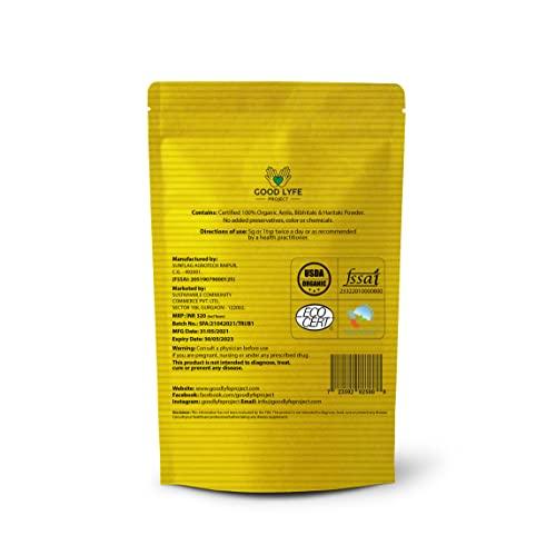Good Lyfe Project Good Lyfe Project 100% Organic Triphala Churna Powder 3 2 1 Ratio of Amla Baheda and Harad For Healthy Digestion Effective For Windi Gas Relief Constipation and Digestive Disorders (200 gm)