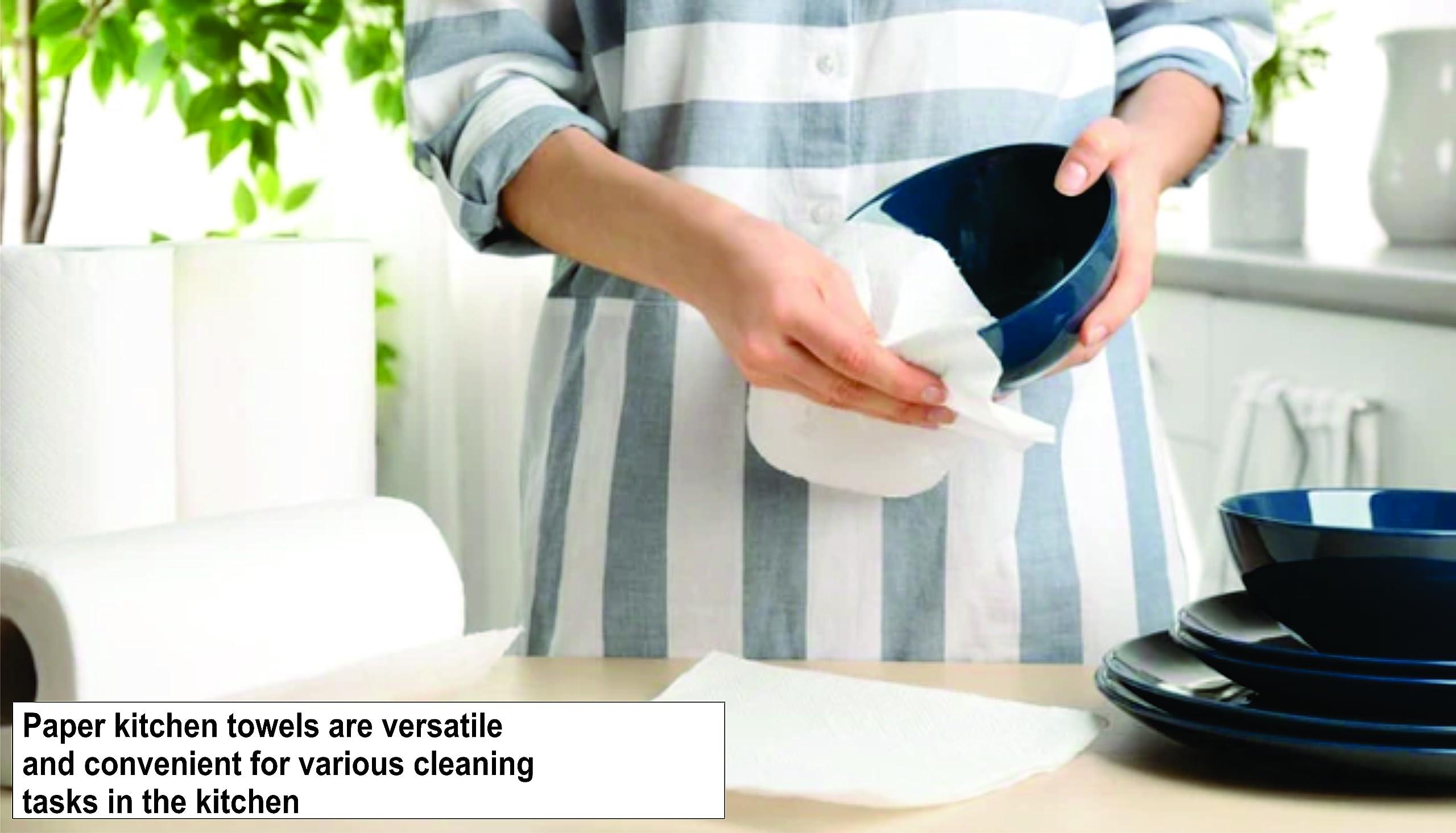 ELIZA Eliza Premium 4 Ply Kitchen Towel Tissue Paper Roll - Pack of (60 Pulls Per Roll 4ply, 60 Sheets)