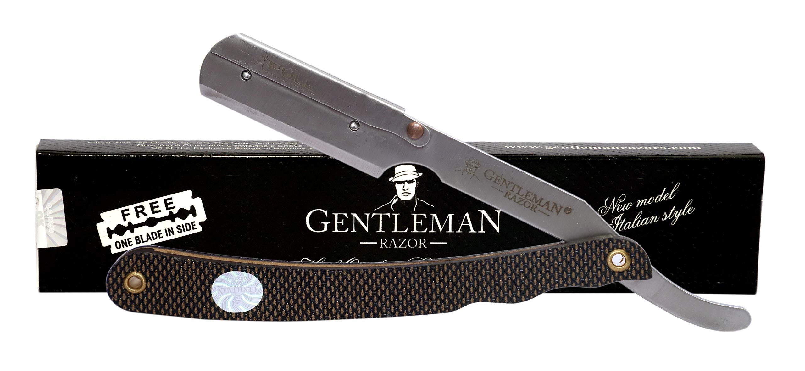 GENTLEMAN GENTLEMAN WOODEN LOOK barber razor barber razor for men professional razor for men ustra razor shaving razor men straight edge razor saloon razor for men PACK OF 3 (FREE Blade Inside)