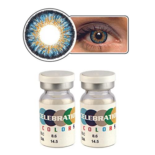 CELEBRATION COLORS Celebration Color Yearly Coloured Contact Lenses 1 Pair (Breezy Blue,-0.00)