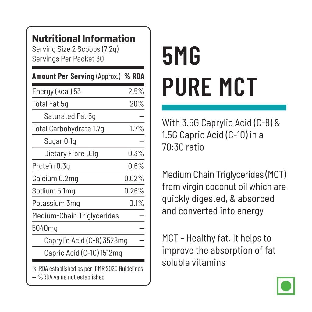 Unived Unived MCT 70% | Medium Chain Triglyceride Oil Powder | Clean Energy Fuel | Pure MCT 5g with C-8: 3528mg & C-10: 1512mg in a 70:30 ratio | Vegan & Keto Friendly | 30 Servings