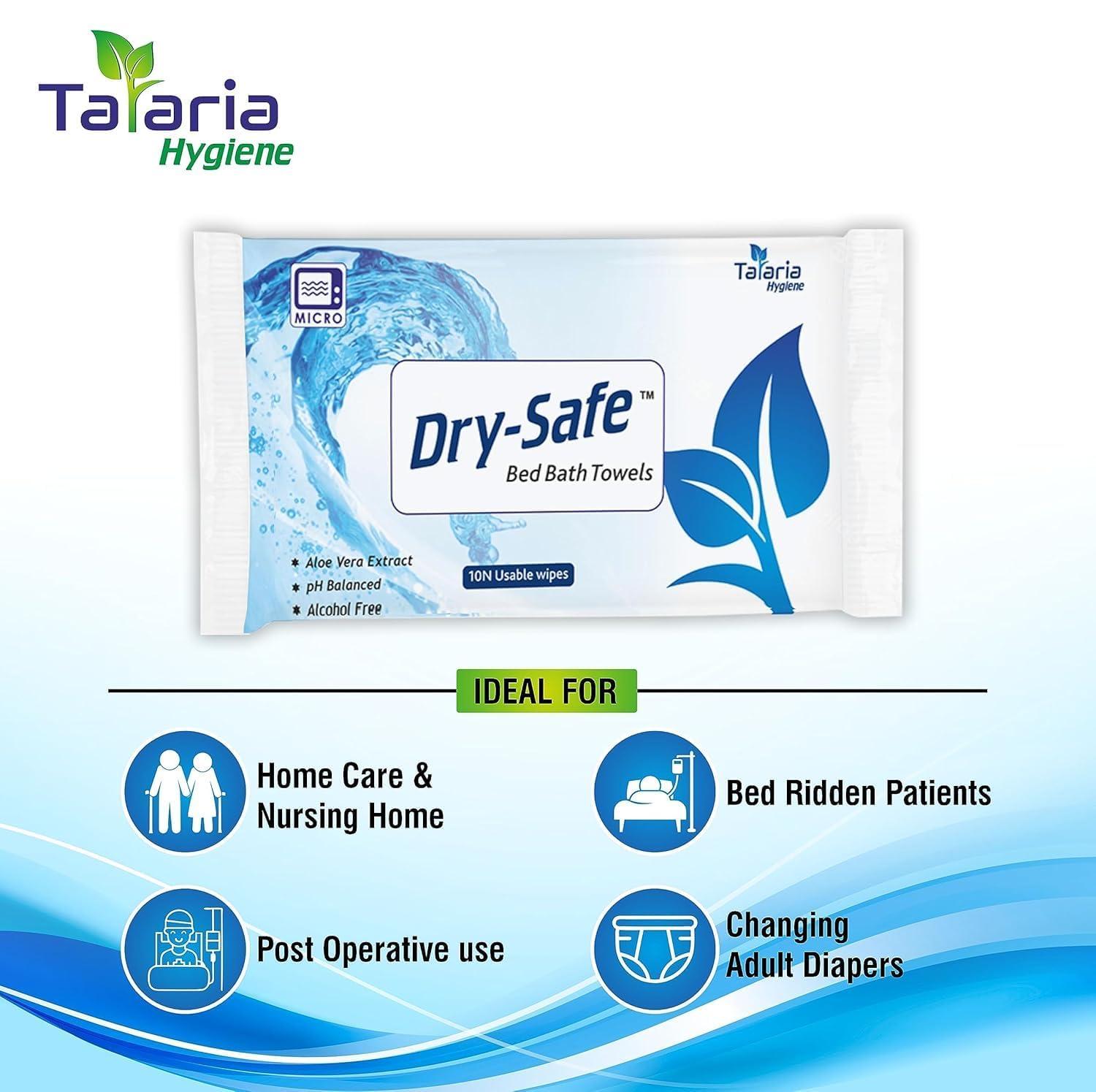 Dry-Safe Dry-Safe Bed Bath Towel - 10 Pcs Big Wet Wipes For Adults Patients Home and Travel