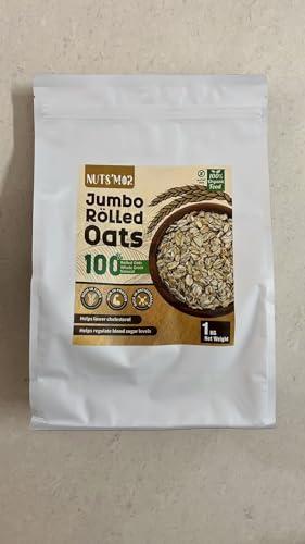NUTS\'MOR NUTS\'MOR Jumbo Rolled Oats, 1Kg Gluten Free Oats High-fiber Breakfast Cereal/Use for Baking, Granola and Oatmeals