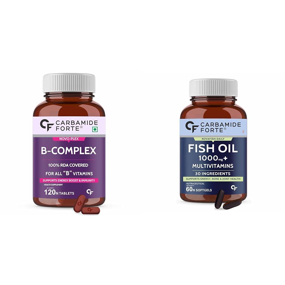 Carbamide Forte Carbamide Forte Vitamin B-Complex Tablets- 120 Vegetarian Tablets & Carbamide Forte Fish Oil with Multivitamin and Omega 3 1000mg Capsules- 60 Softgel Capsules