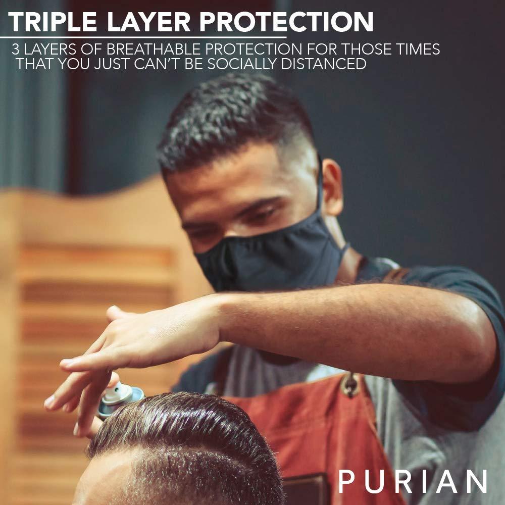 PURIAN Purian Face Mask for Men with Beards | Black Tie Behind Straps For All Day Use