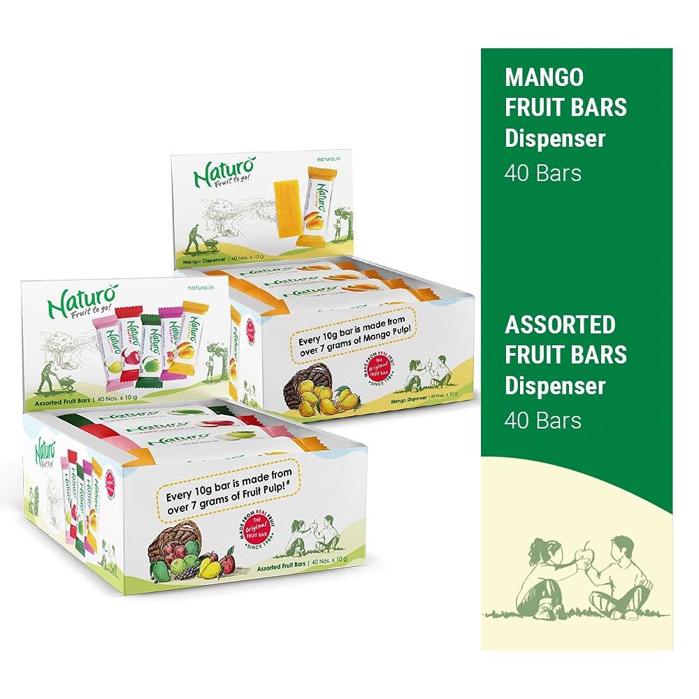 Naturo Naturo Mango & Assorted Fruit Bars, 10 g, 40 Count, 2 Dispenser