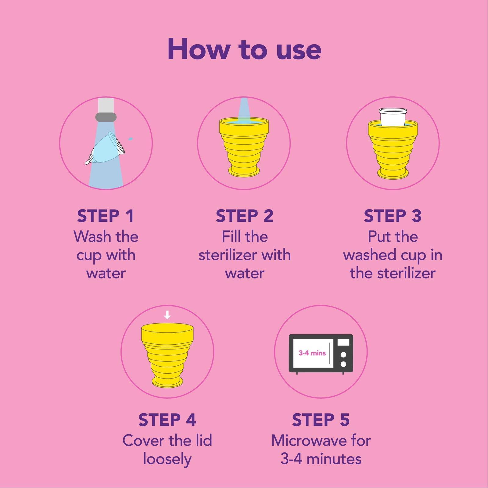 Safecup Safecup Menstrual Cup Microwave Sterilizer|Collapsible Cup|Last For 10 Years|5 Colours Choice|Clean Your Cup Easily (Sunny Yellow),1 Count