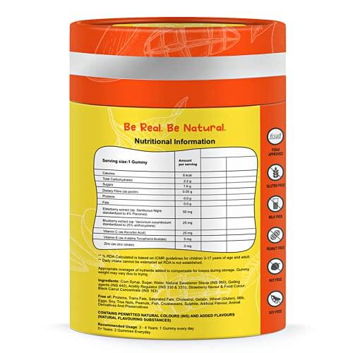 The Old Natural The Old Natural Immuno Booster Fruit Pectin Gummies Perfect Immune Blend With Elderberry Extract, Blueberry Extract, Vitamin C, Vitamin E & Zinc - Tempting Tangy Mango Flavour (Pack of 5-150 Gummies)