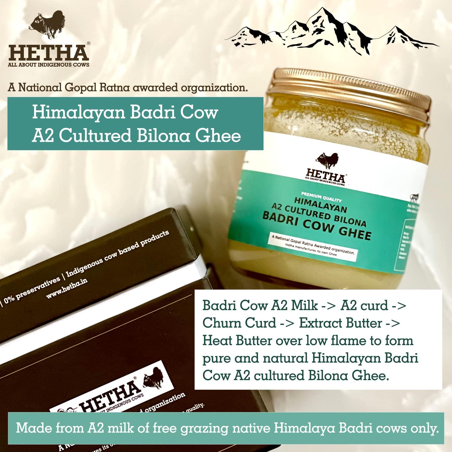 Hetha Hetha Organics Himalayan Pahadi/Badri Desi Cow Bilona A2 Cultured Ghee Made In Brass Utensil (Peetal Kadhai) Single Origin - 500Ml