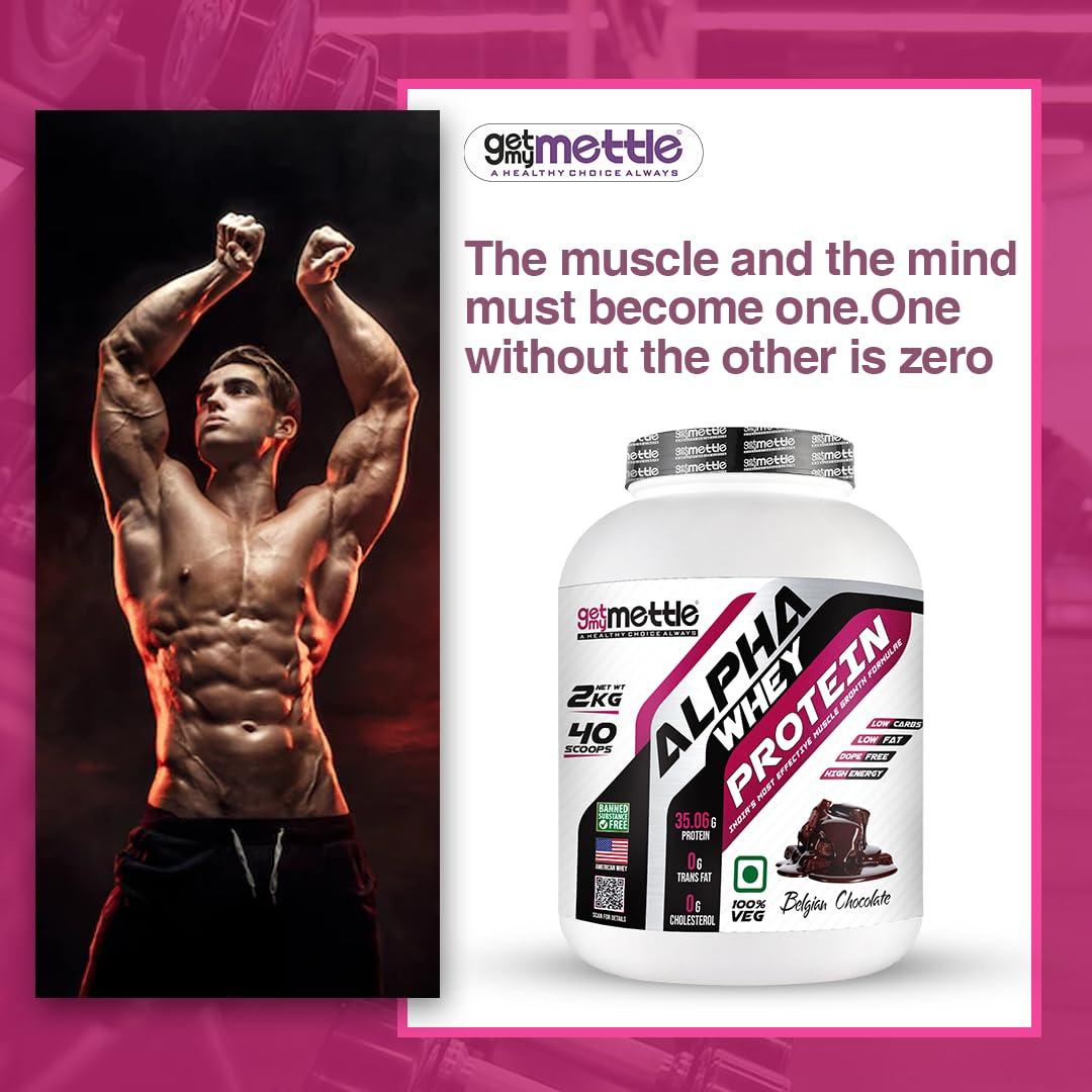 swasthum Getmymettle| Alpha Whey Protein|35.06g Protein| Pack Of 2 |Whey Protein |Belgian Chocolate, 907G