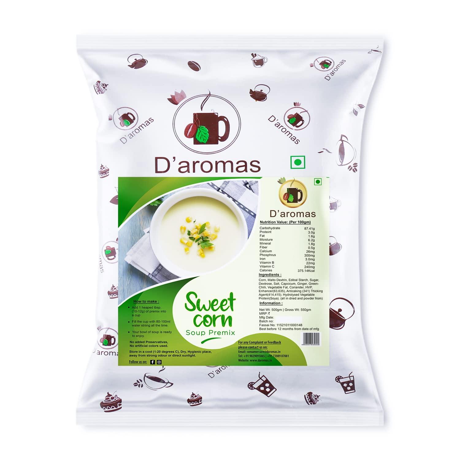 D\'aromas D\'aromas Instant Sweet Corn Soup 1.5Kg, Instant Premix Powder, Instant Mix Powder, Veg Soup, Reay To Cook, No Artificial Flavour & Colour (Each 500gm) (Pack Of 3)