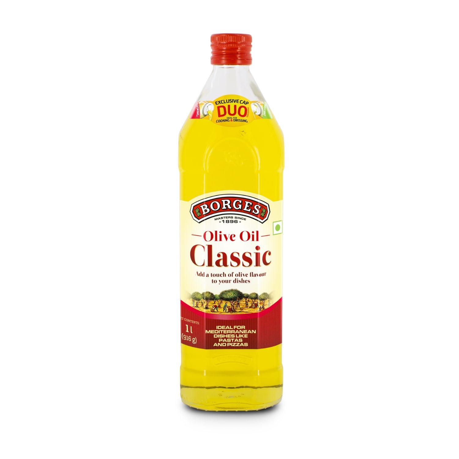 Borges Borges Classic Olive Oil 1 L |75% MUFA | Rich in Antioxidants Ideal For Mediterranean dishes like Pizza, Pasta and specialty dishes across various cuisines