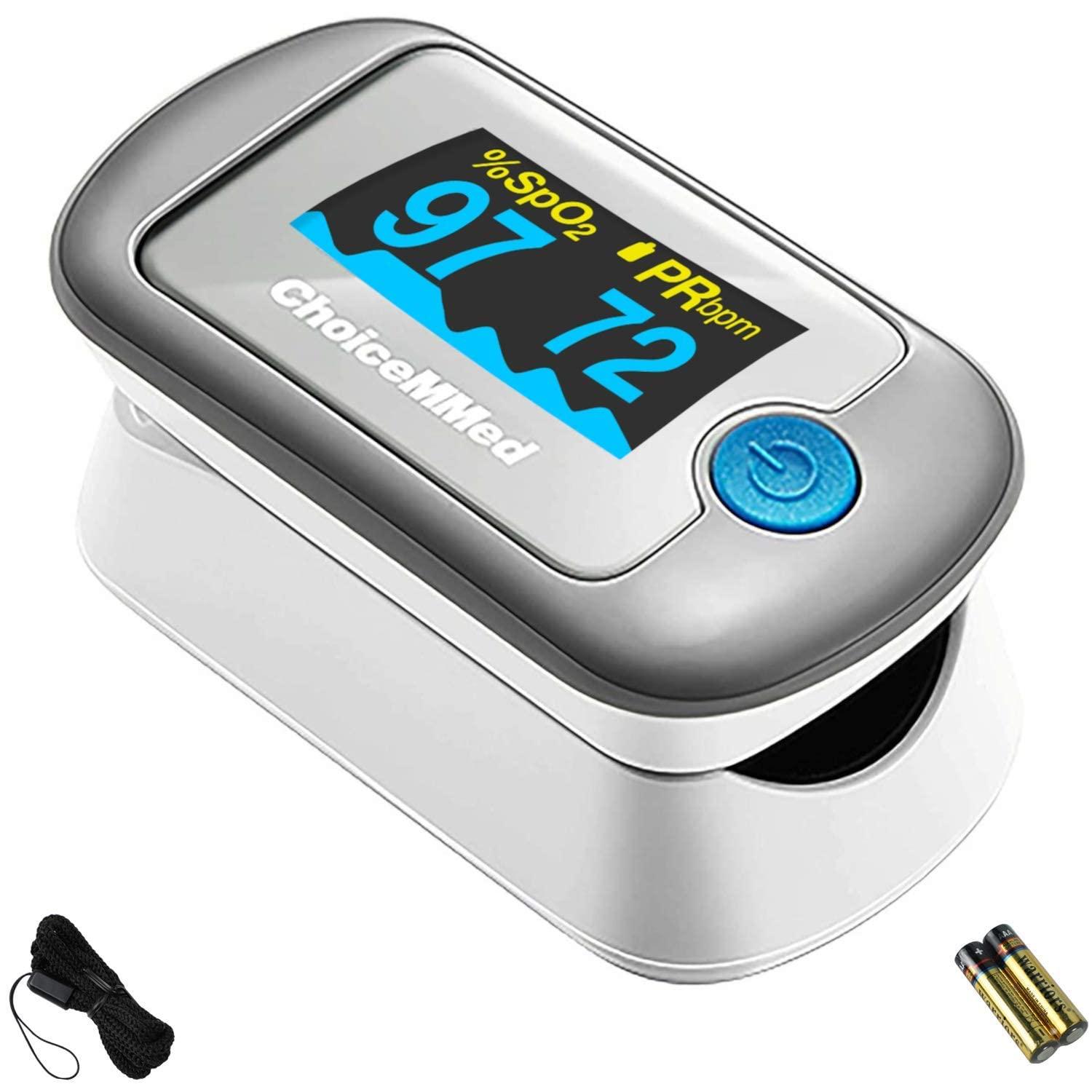 CHOICEMMED ChoiceMMed FingerTip Pulse Oximeter (MD300CN330) | Pulse Rate | Oxygen Saturation | High Accuracy | Pulse blood Oxygen | SPO2 & PR Measurement | CE | FDA Approved- Pack of 1 (Grey)
