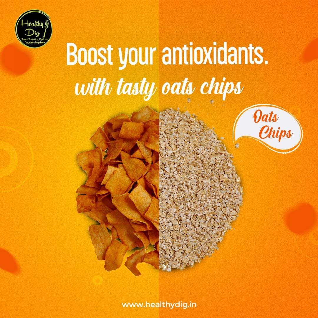 Healthy Dig Healthy Dig Oats Chips Combo Pack of 2 | 125 gm * 2 | Crunchy Healthy Snacks | All Natural Millets and Grains | No Added Preservatives, Artificial colors or chemicals | Plant Protein | No Added Sugar