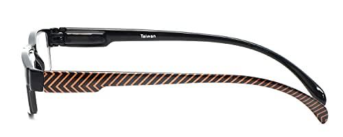 Calabria Calabria 762 Neck Hanging Reading Glasses, Black With Orange Stripes, Medium